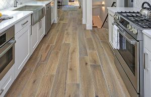 mixed wood laminate flooring in kitchen