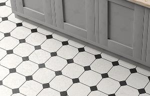 luxury vinyl black and white tile flooring