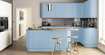 A blue kitchen