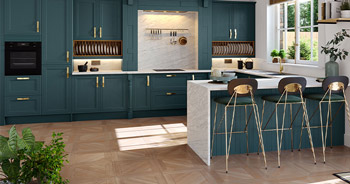 A green kitchen